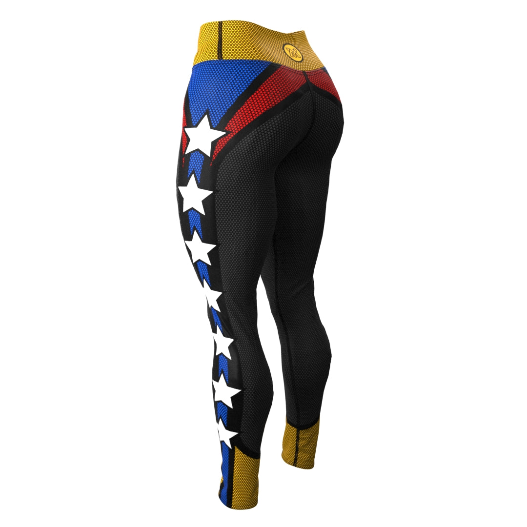 Venezuela Yoga Pants (Women) Tricolor Biker - 7 Stars