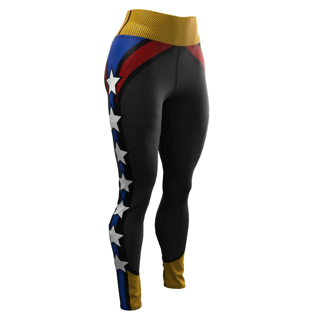 Venezuela Yoga Pants (Women) Tricolor Biker - 7 Stars